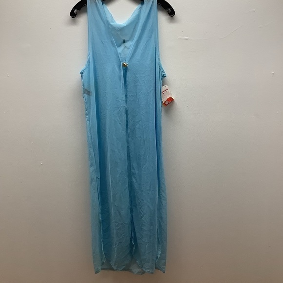 Zuliana Light Blue Mesh Cover Up With Front Button Closure. Made in USA New - Picture 1 of 5